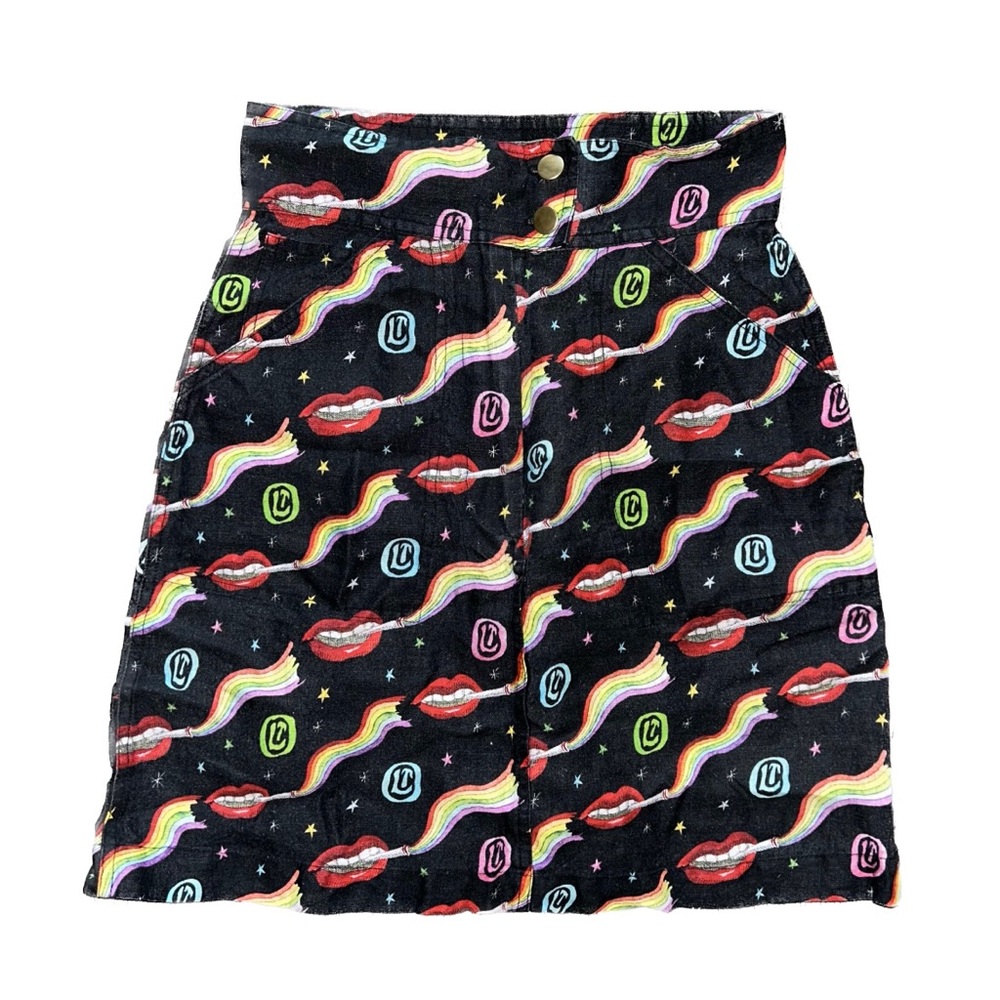 Olympia Le-Tan Early Pearl Skirt Dutchies Size FR 36 100% Linen EU 36 Rainbow